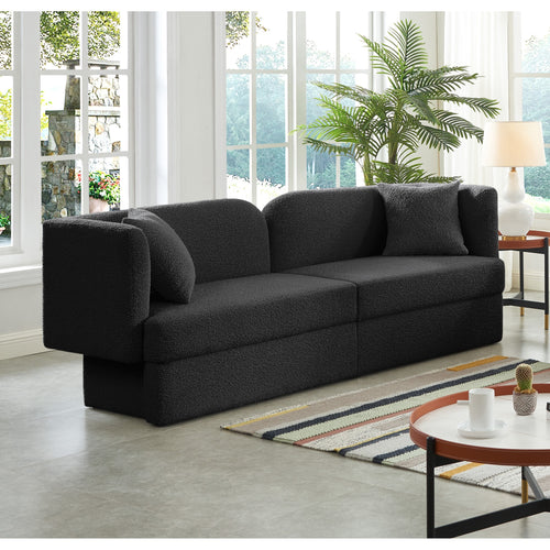 Marcel 91" Boucle Fabric Upholstered Sofa in Black