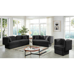 Marcel 91" Boucle Fabric Upholstered Sofa in Black