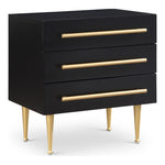 Marisol Wood Veneer And Iron Nightstand in Black