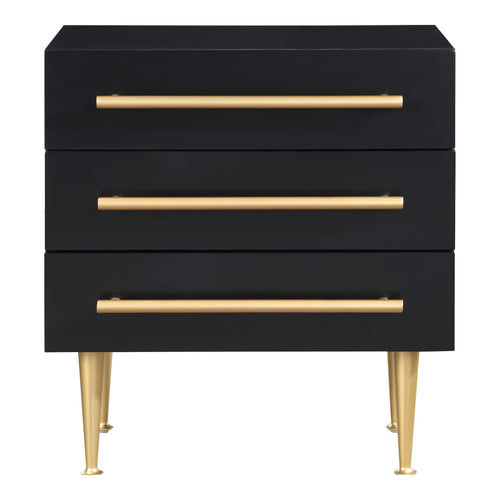 Marisol Wood Veneer And Iron Nightstand in Black