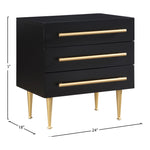 Marisol Wood Veneer And Iron Nightstand in Black