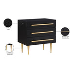 Marisol Wood Veneer And Iron Nightstand in Black