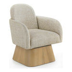 Marlowe Linen Textured Fabric Upholstered Swivel Accent Chair in Beige