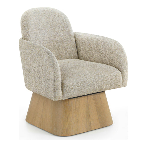 Marlowe Linen Textured Fabric Upholstered Swivel Accent Chair in Beige