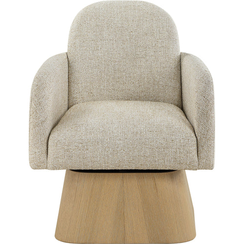 Marlowe Linen Textured Fabric Upholstered Swivel Accent Chair in Beige