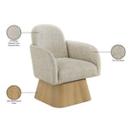 Marlowe Linen Textured Fabric Upholstered Swivel Accent Chair in Beige