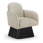 Marlowe Linen Textured Fabric Upholstered Swivel Accent Chair in Beige