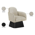 Marlowe Linen Textured Fabric Upholstered Swivel Accent Chair in Beige