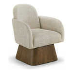 Marlowe Linen Textured Fabric Upholstered Swivel Accent Chair in Beige