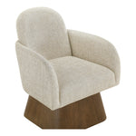 Marlowe Linen Textured Fabric Upholstered Swivel Accent Chair in Beige