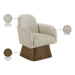 Marlowe Linen Textured Fabric Upholstered Swivel Accent Chair in Beige