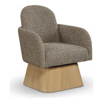 Marlowe Linen Textured Fabric Upholstered Swivel Accent Chair in Brown