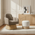 Marlowe Linen Textured Fabric Upholstered Swivel Accent Chair in Brown