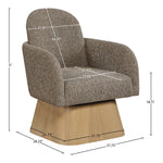 Marlowe Linen Textured Fabric Upholstered Swivel Accent Chair in Brown