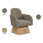 Marlowe Linen Textured Fabric Upholstered Swivel Accent Chair in Brown