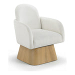 Marlowe Linen Textured Fabric Upholstered Swivel Accent Chair in Cream