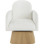Marlowe Linen Textured Fabric Upholstered Swivel Accent Chair in Cream
