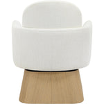 Marlowe Linen Textured Fabric Upholstered Swivel Accent Chair in Cream