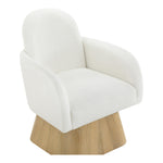 Marlowe Linen Textured Fabric Upholstered Swivel Accent Chair in Cream