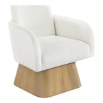 Marlowe Linen Textured Fabric Upholstered Swivel Accent Chair in Cream