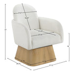 Marlowe Linen Textured Fabric Upholstered Swivel Accent Chair in Cream