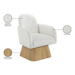 Marlowe Linen Textured Fabric Upholstered Swivel Accent Chair in Cream