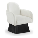 Marlowe Linen Textured Fabric Upholstered Swivel Accent Chair in Cream