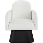 Marlowe Linen Textured Fabric Upholstered Swivel Accent Chair in Cream