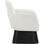 Marlowe Linen Textured Fabric Upholstered Swivel Accent Chair in Cream