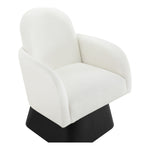 Marlowe Linen Textured Fabric Upholstered Swivel Accent Chair in Cream