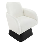 Marlowe Linen Textured Fabric Upholstered Swivel Accent Chair in Cream