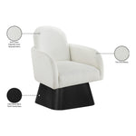 Marlowe Linen Textured Fabric Upholstered Swivel Accent Chair in Cream