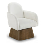 Marlowe Linen Textured Fabric Upholstered Swivel Accent Chair in Cream