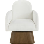 Marlowe Linen Textured Fabric Upholstered Swivel Accent Chair in Cream