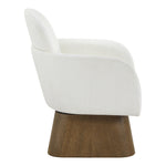 Marlowe Linen Textured Fabric Upholstered Swivel Accent Chair in Cream