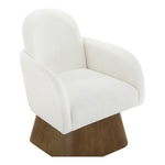 Marlowe Linen Textured Fabric Upholstered Swivel Accent Chair in Cream