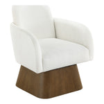 Marlowe Linen Textured Fabric Upholstered Swivel Accent Chair in Cream