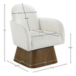 Marlowe Linen Textured Fabric Upholstered Swivel Accent Chair in Cream