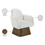 Marlowe Linen Textured Fabric Upholstered Swivel Accent Chair in Cream