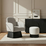 Marlowe Linen Textured Fabric Upholstered Swivel Accent Chair in Grey
