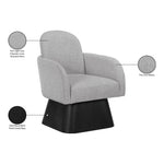 Marlowe Linen Textured Fabric Upholstered Swivel Accent Chair in Grey