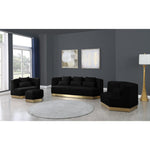 Marquis 93" Velvet Upholstered Sofa in Black