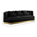 Marquis 93" Velvet Upholstered Sofa in Black