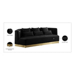 Marquis 93" Velvet Upholstered Sofa in Black