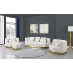 Marquis 93" Velvet Upholstered Sofa in Cream