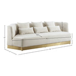 Marquis 93" Velvet Upholstered Sofa in Cream