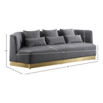 Marquis 93" Velvet Upholstered Sofa in Grey
