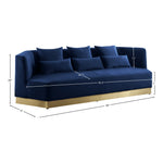 Marquis 93" Velvet Upholstered Sofa in Navy