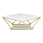 Mason Marble Veneer Top And Steel Base Coffee Table in Gold