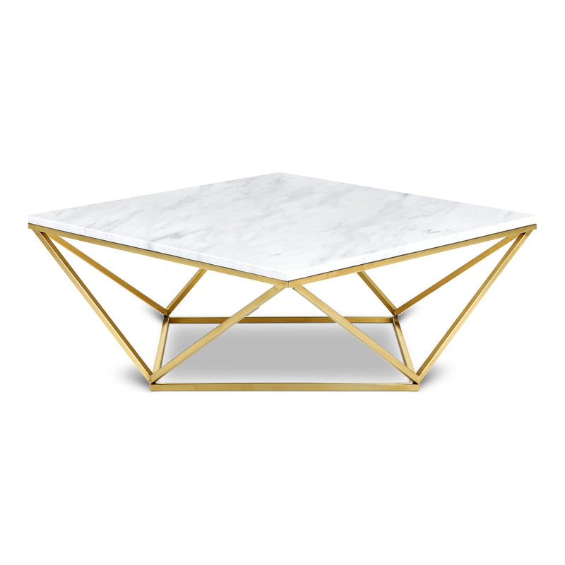 Mason Marble Veneer Top And Steel Base Coffee Table in Gold